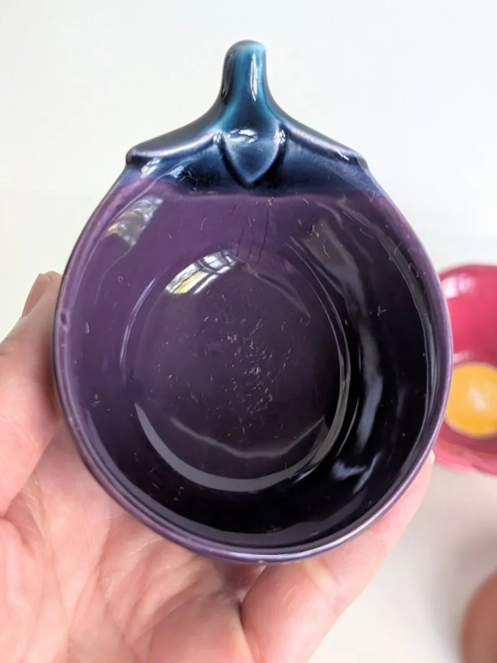 Kotobuki Small Purple Eggplant Orange Onion Dip Bowls Made in Japan